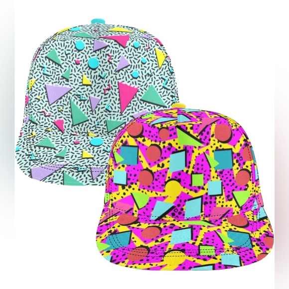 Women’s Neon Multicolored 80s 90s Hats - Picture 3 of 6